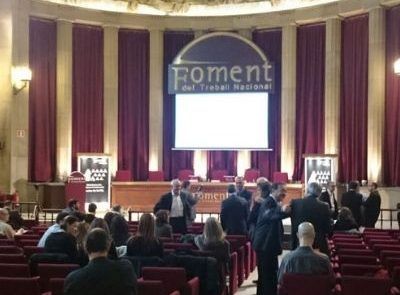 Graderias de foment del treball esperando a recibir premios PRL 2015