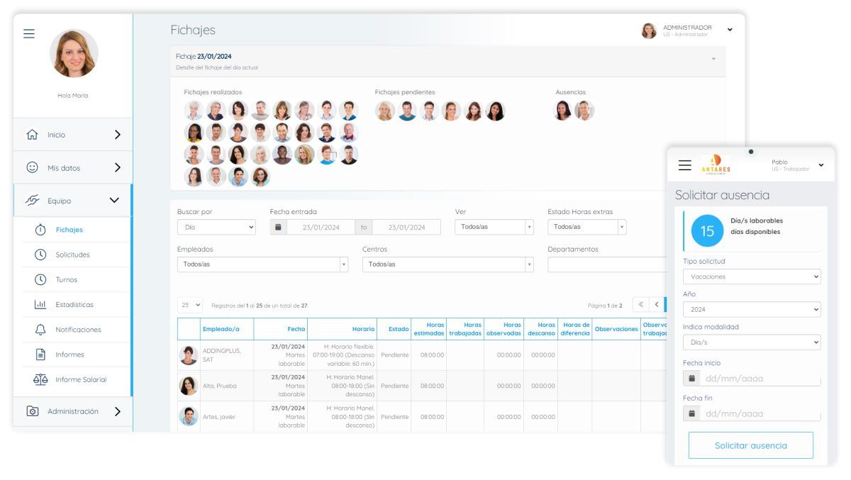 Registro de jornada laboral | Portal del empleado | Addingplus